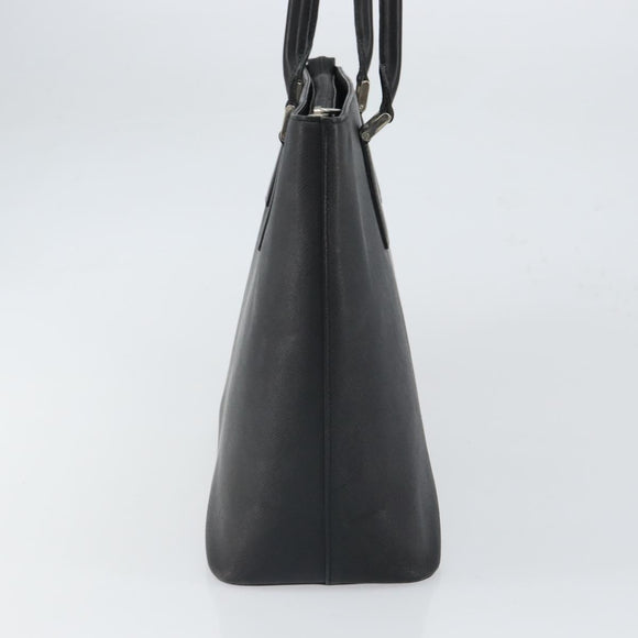 BURBERRY Tote Bag Leather Black Silver Auth BA9837