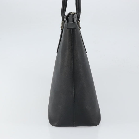 BURBERRY Tote Bag Leather Black Silver Auth BA9837