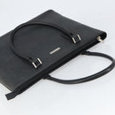 BURBERRY Tote Bag Leather Black Silver Auth BA9837-6