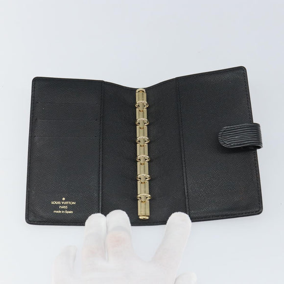 LOUIS VUITTON Epi Agenda PM Day Planner Cover Black R20092 LV Auth BA9851