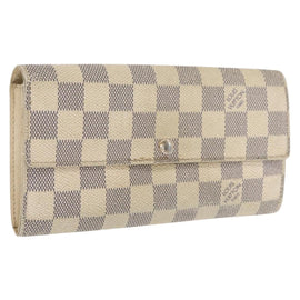 LOUIS VUITTON Damier Azur Portefeuille Sarah Long Wallet N61735 LV Auth BA9855
