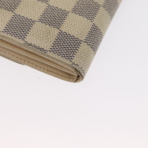 LOUIS VUITTON Damier Azur Portefeuille Sarah Long Wallet N61735 LV Auth BA9855