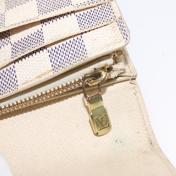 LOUIS VUITTON Damier Azur Portefeuille Sarah Long Wallet N61735 LV Auth BA9855