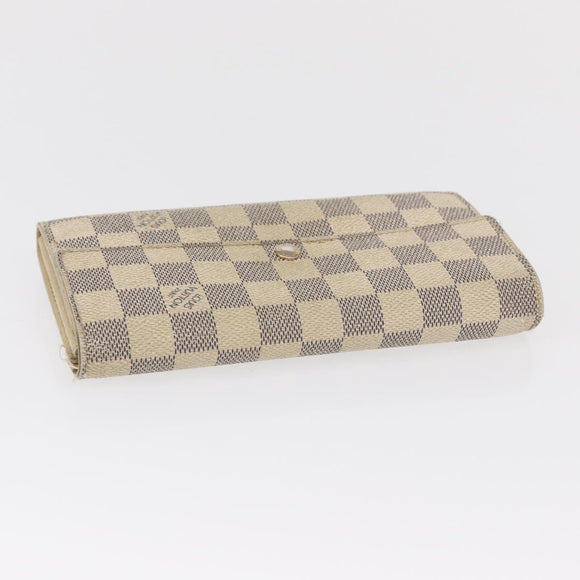 LOUIS VUITTON Damier Azur Portefeuille Sarah Long Wallet N61735 LV Auth BA9855
