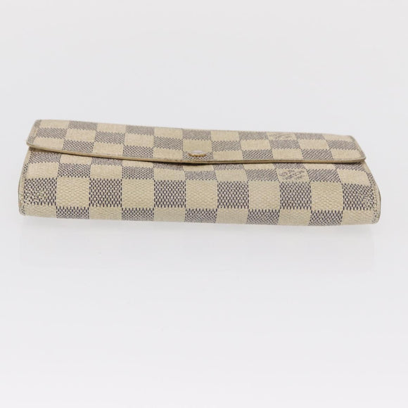 LOUIS VUITTON Damier Azur Portefeuille Sarah Long Wallet N61735 LV Auth BA9855