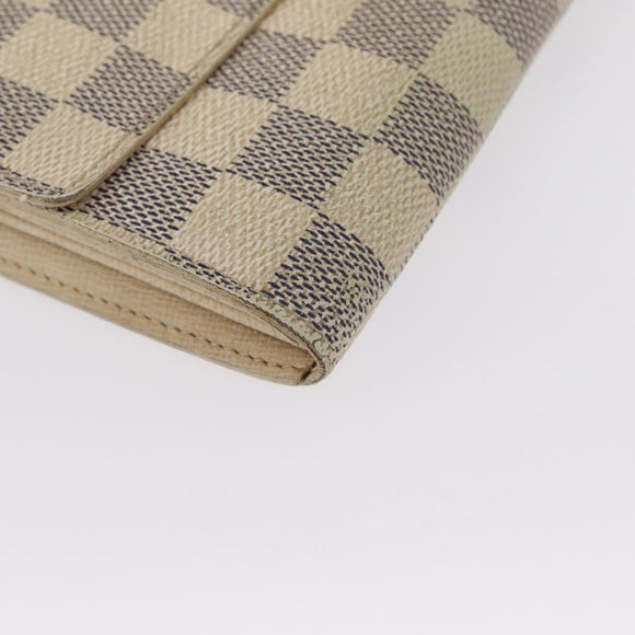 LOUIS VUITTON Damier Azur Portefeuille Sarah Long Wallet N61735 LV Auth BA9855