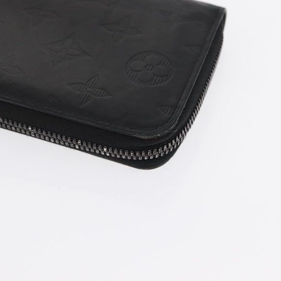LOUIS VUITTON Monogram Shadow Zippy Wallet Vertical Black M62902 LV Auth BA9856