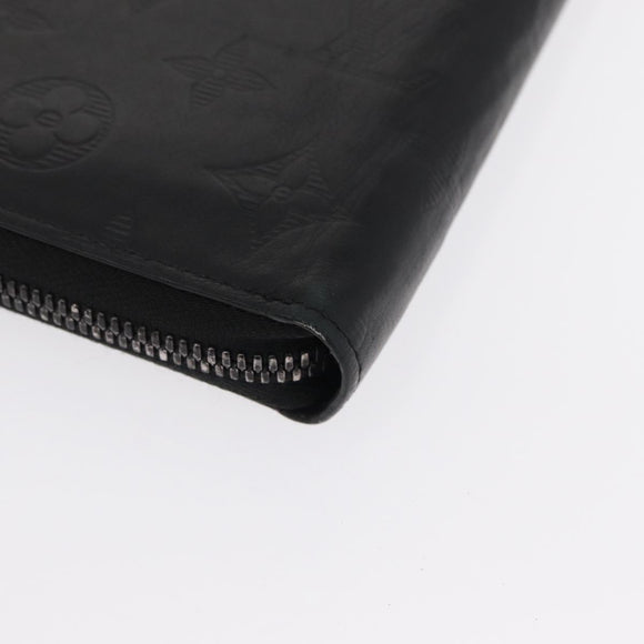 LOUIS VUITTON Monogram Shadow Zippy Wallet Vertical Black M62902 LV Auth BA9856
