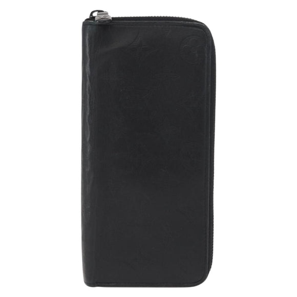 LOUIS VUITTON Monogram Shadow Zippy Wallet Vertical Black M62902 LV Auth BA9856