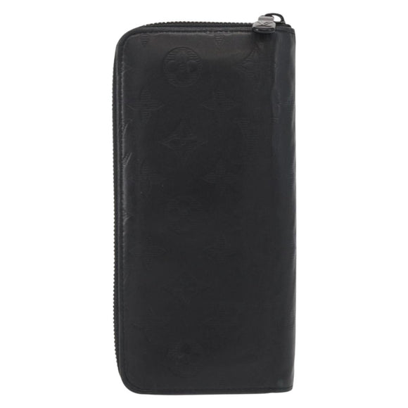 LOUIS VUITTON Monogram Shadow Zippy Wallet Vertical Black M62902 LV Auth BA9856