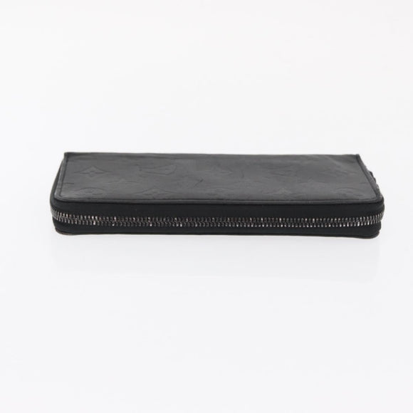 LOUIS VUITTON Monogram Shadow Zippy Wallet Vertical Black M62902 LV Auth BA9856