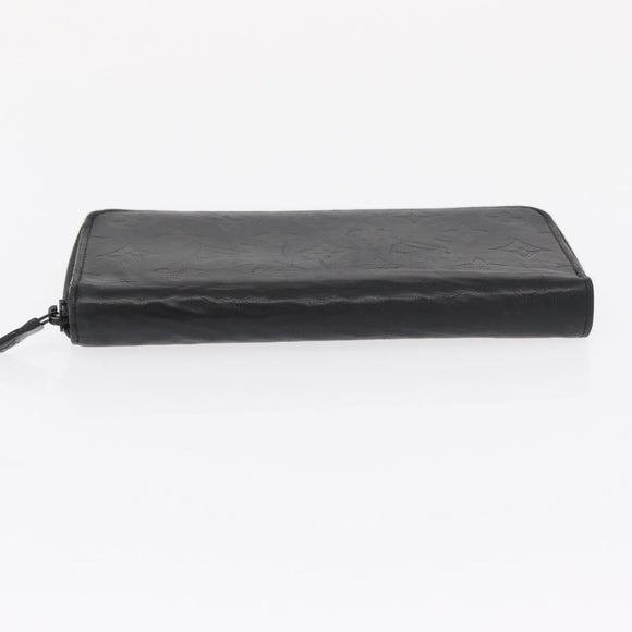 LOUIS VUITTON Monogram Shadow Zippy Wallet Vertical Black M62902 LV Auth BA9856