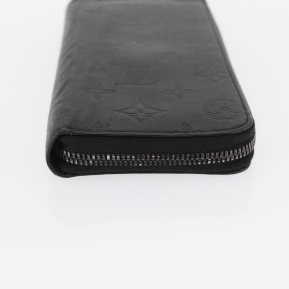 LOUIS VUITTON Monogram Shadow Zippy Wallet Vertical Black M62902 LV Auth BA9856