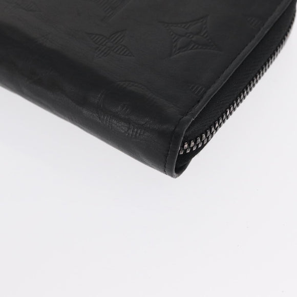 LOUIS VUITTON Monogram Shadow Zippy Wallet Vertical Black M62902 LV Auth BA9856