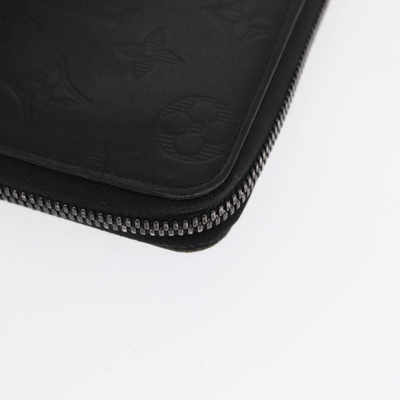 LOUIS VUITTON Monogram Shadow Zippy Wallet Vertical Black M62902 LV Auth BA9856