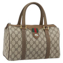 GUCCI GG Supreme Web Sherry Line Boston Bag PVC Beige Gold 40 02 006 Auth BA9859-1