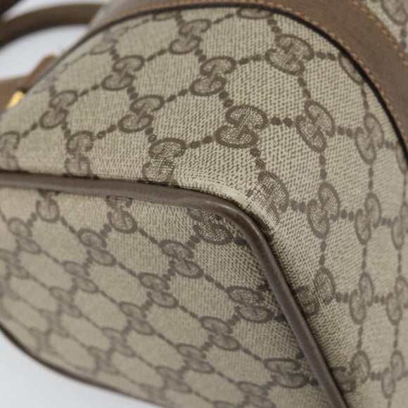 GUCCI GG Supreme Web Sherry Line Boston Bag PVC Beige Gold 40 02 006 Auth BA9859