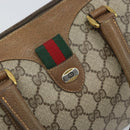 GUCCI GG Supreme Web Sherry Line Boston Bag PVC Beige Gold 40 02 006 Auth BA9859-17