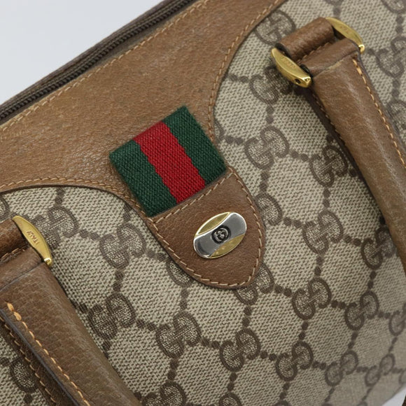 GUCCI GG Supreme Web Sherry Line Boston Bag PVC Beige Gold 40 02 006 Auth BA9859
