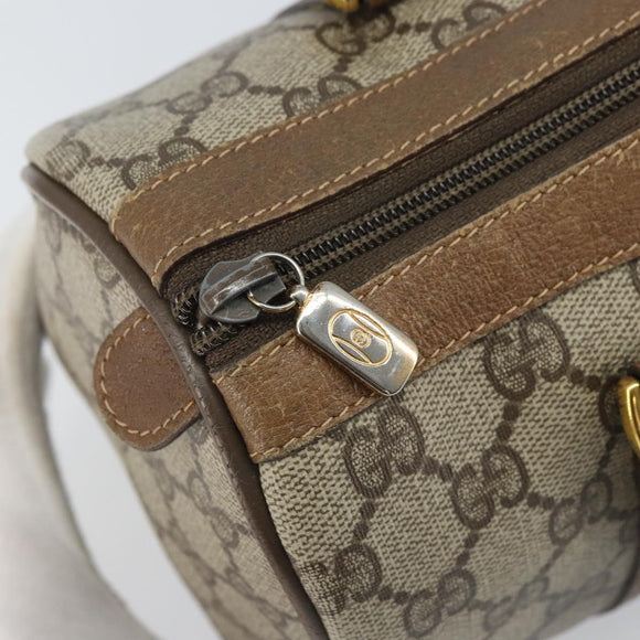 GUCCI GG Supreme Web Sherry Line Boston Bag PVC Beige Gold 40 02 006 Auth BA9859