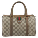 GUCCI GG Supreme Web Sherry Line Boston Bag PVC Beige Gold 40 02 006 Auth BA9859-13