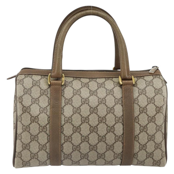 GUCCI GG Supreme Web Sherry Line Boston Bag PVC Beige Gold 40 02 006 Auth BA9859
