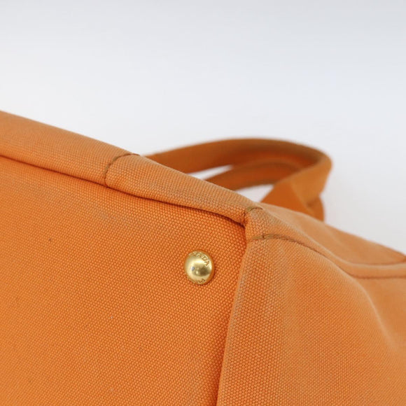 PRADA Kanapa MM Hand Bag Canvas Orange Gold Auth BA9860