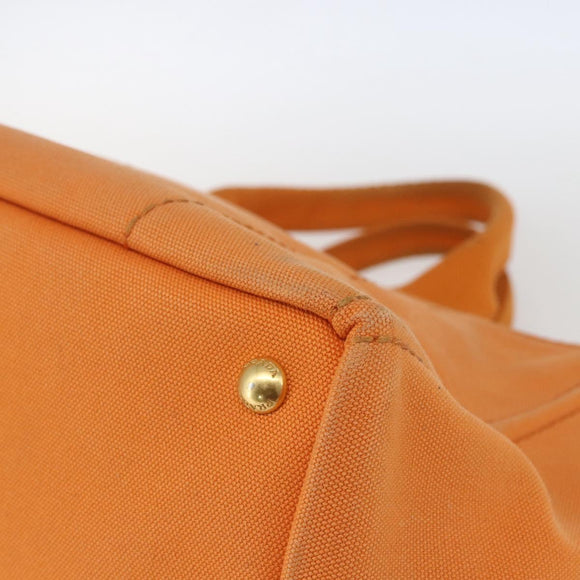 PRADA Kanapa MM Hand Bag Canvas Orange Gold Auth BA9860