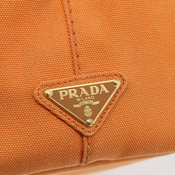 PRADA Kanapa MM Hand Bag Canvas Orange Gold Auth BA9860