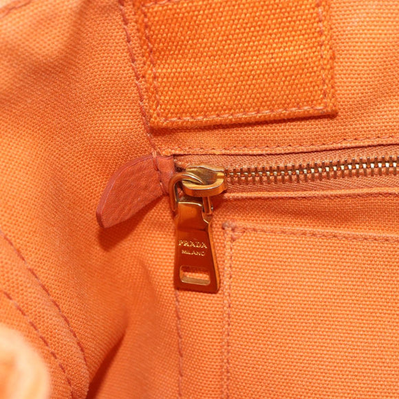 PRADA Kanapa MM Hand Bag Canvas Orange Gold Auth BA9860