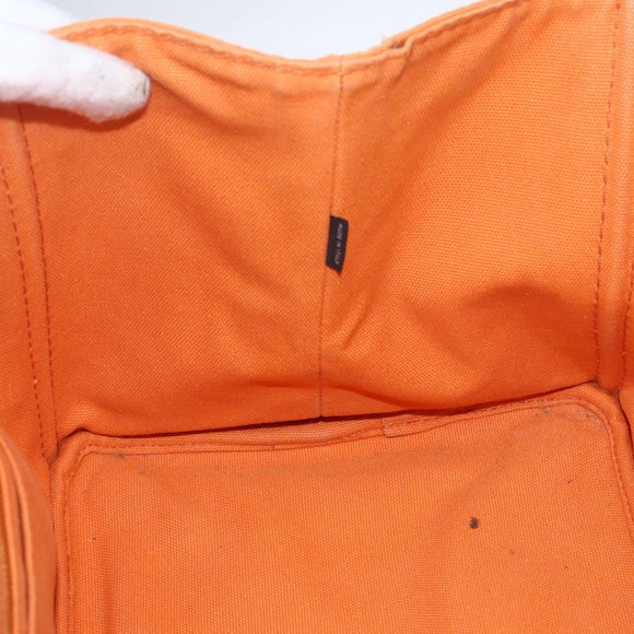 PRADA Kanapa MM Hand Bag Canvas Orange Gold Auth BA9860