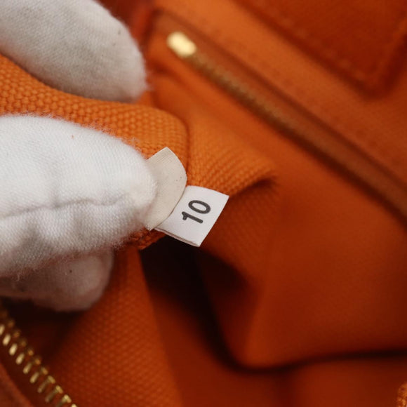 PRADA Kanapa MM Hand Bag Canvas Orange Gold Auth BA9860