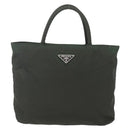 PRADA Hand Bag Nylon Khaki Silver Auth BA9861-13