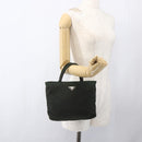 PRADA Hand Bag Nylon Khaki Silver Auth BA9861-23