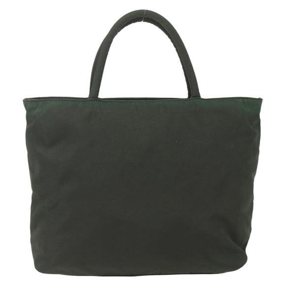 PRADA Hand Bag Nylon Khaki Silver Auth BA9861