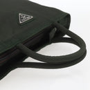 PRADA Hand Bag Nylon Khaki Silver Auth BA9861-7
