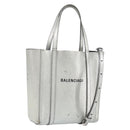 BALENCIAGA Everyday Tote XXS Shoulder Bag Leather 2way Silver 55185 Auth BA9862-1