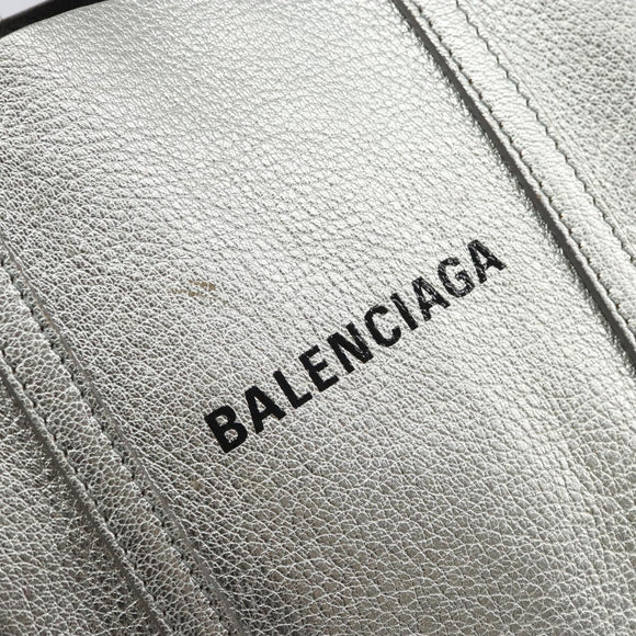 BALENCIAGA Everyday Tote XXS Shoulder Bag Leather 2way Silver 55185 Auth BA9862