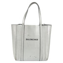 BALENCIAGA Everyday Tote XXS Shoulder Bag Leather 2way Silver 55185 Auth BA9862-13