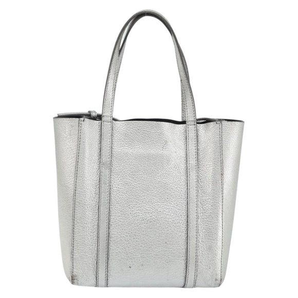 BALENCIAGA Everyday Tote XXS Shoulder Bag Leather 2way Silver 55185 Auth BA9862