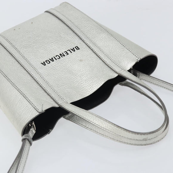 BALENCIAGA Everyday Tote XXS Shoulder Bag Leather 2way Silver 55185 Auth BA9862