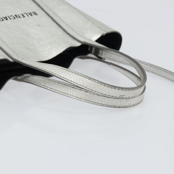 BALENCIAGA Everyday Tote XXS Shoulder Bag Leather 2way Silver 55185 Auth BA9862