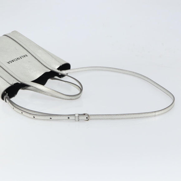 BALENCIAGA Everyday Tote XXS Shoulder Bag Leather 2way Silver 55185 Auth BA9862
