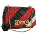 Gianni Versace Ketten-Umhängetasche Leder Schwarz Gold Auth BA9863V-1