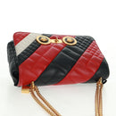 Gianni Versace Ketten-Umhängetasche Leder Schwarz Gold Auth BA9863V-6