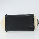 VALENTINO Hand Bag Leather 2way Black Gold Auth BA9864-5