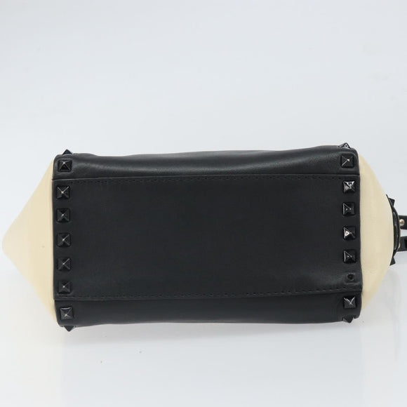 VALENTINO Hand Bag Leather 2way Black Gold Auth BA9864
