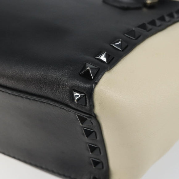 VALENTINO Hand Bag Leather 2way Black Gold Auth BA9864