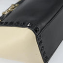 VALENTINO Hand Bag Leather 2way Black Gold Auth BA9864-16