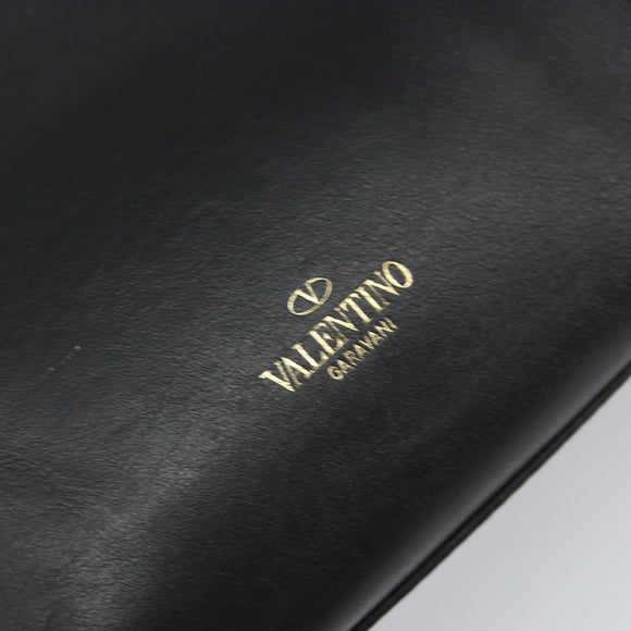 VALENTINO Hand Bag Leather 2way Black Gold Auth BA9864